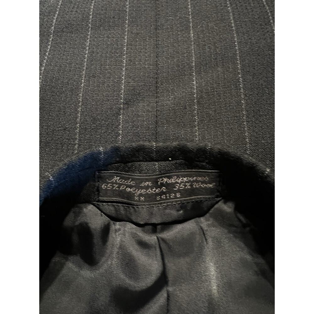 Vintage Franco Lanzetti Mens 46R 38x29 Black Gray Banker's Stripe 4 Btn Suit - Picture 16 of 16